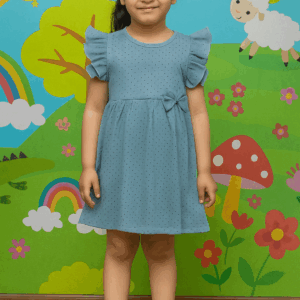 6007-Kids Frock | Cotton | Blue