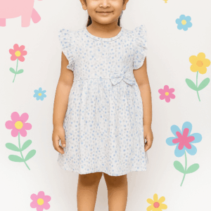 6008-Kids Frock | Cotton | White Floral