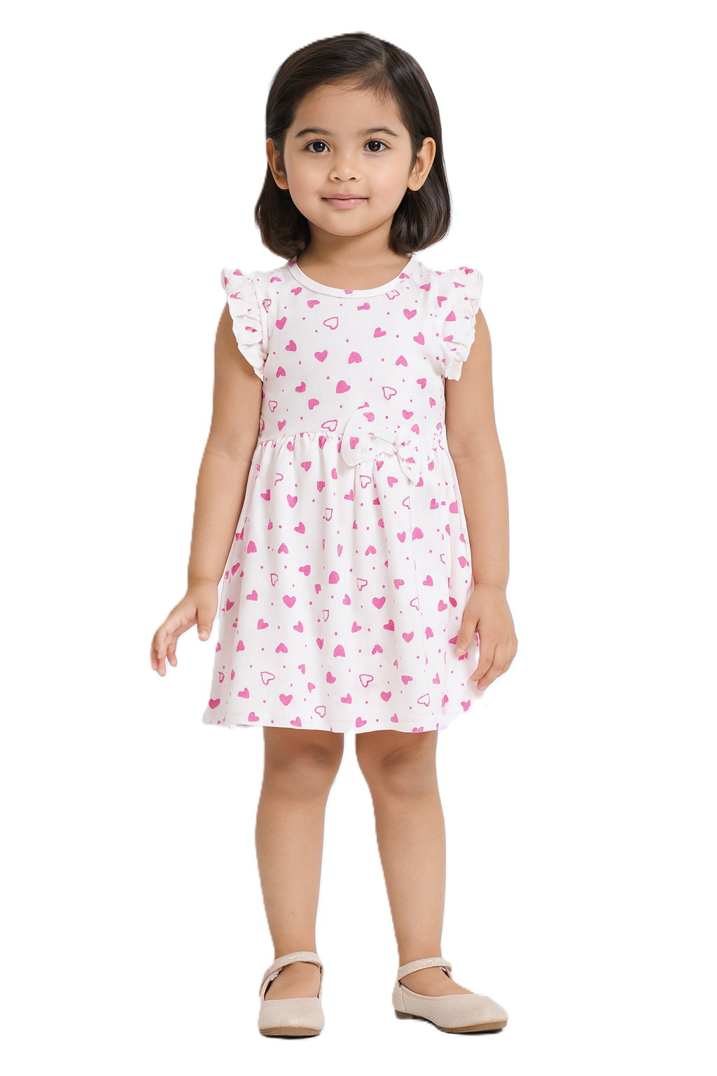 6009-Kids Frock | Cotton | Pink Heart