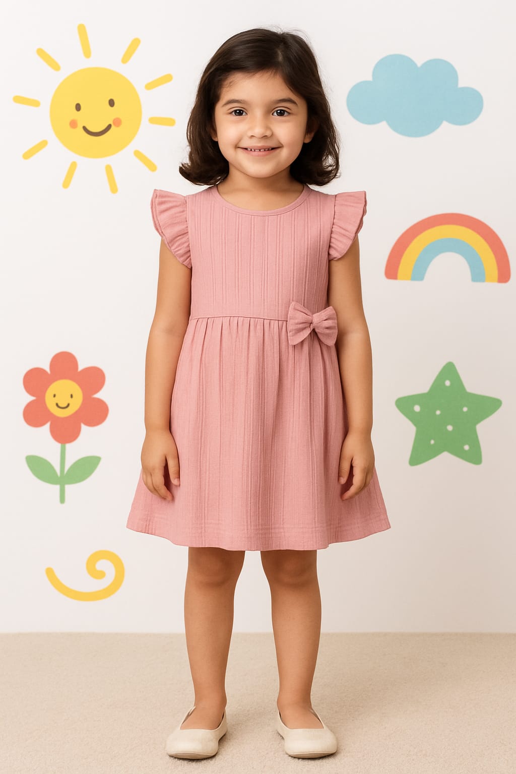 6010-Kids Frock | Cotton | Baby Pink