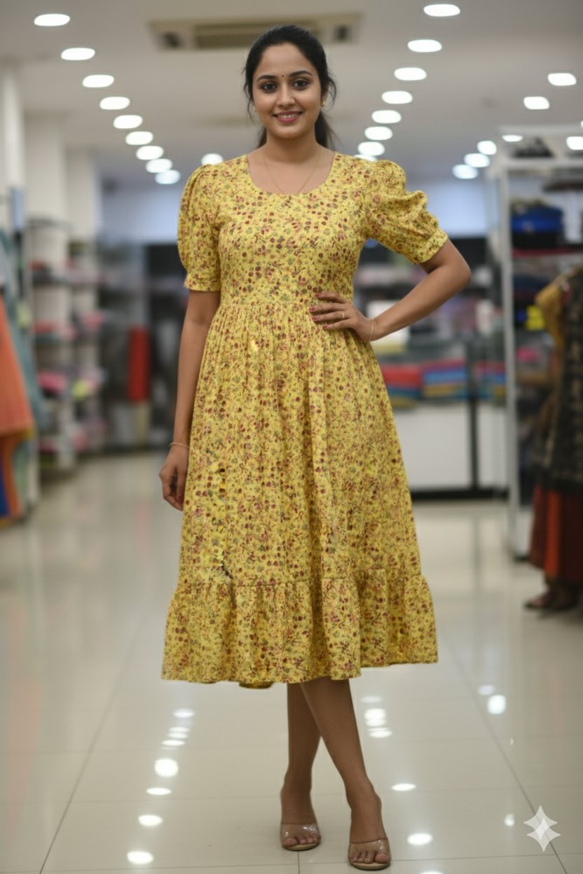 3001-Georgette | Puffed Sleeve | Frock