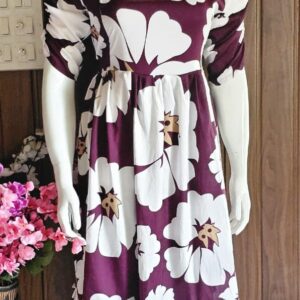 1506-Feeding Frock | Invisible Zip | Midi Length |  Three Quarter Sleeve -Marron