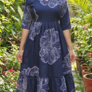 1501-Feeding Frock | Invisible Zip | Midi Length |  Three Quarter Sleeve