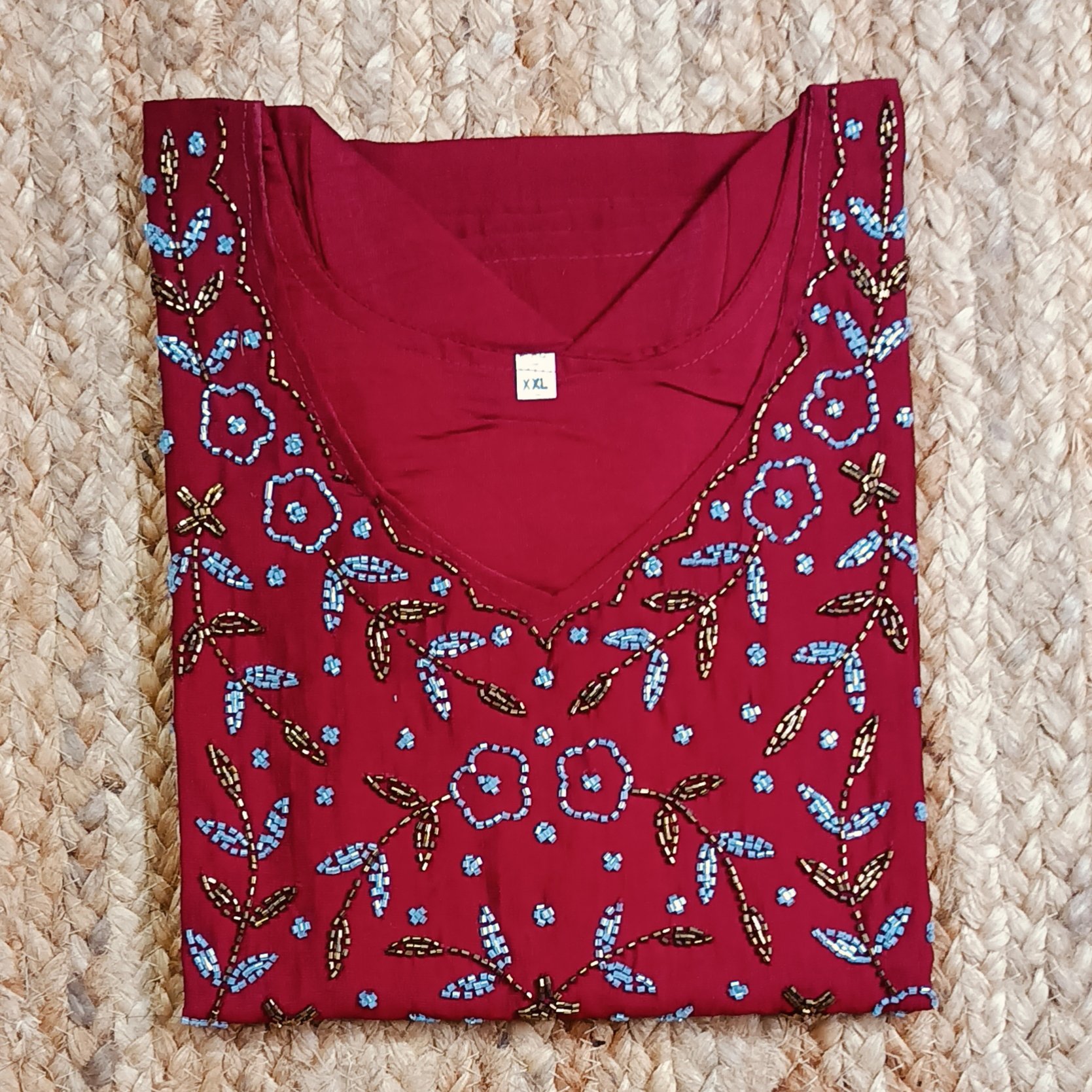 5002-Vatican | Heavy Aari Work | Side Slit Kurti With Lining - Image 2