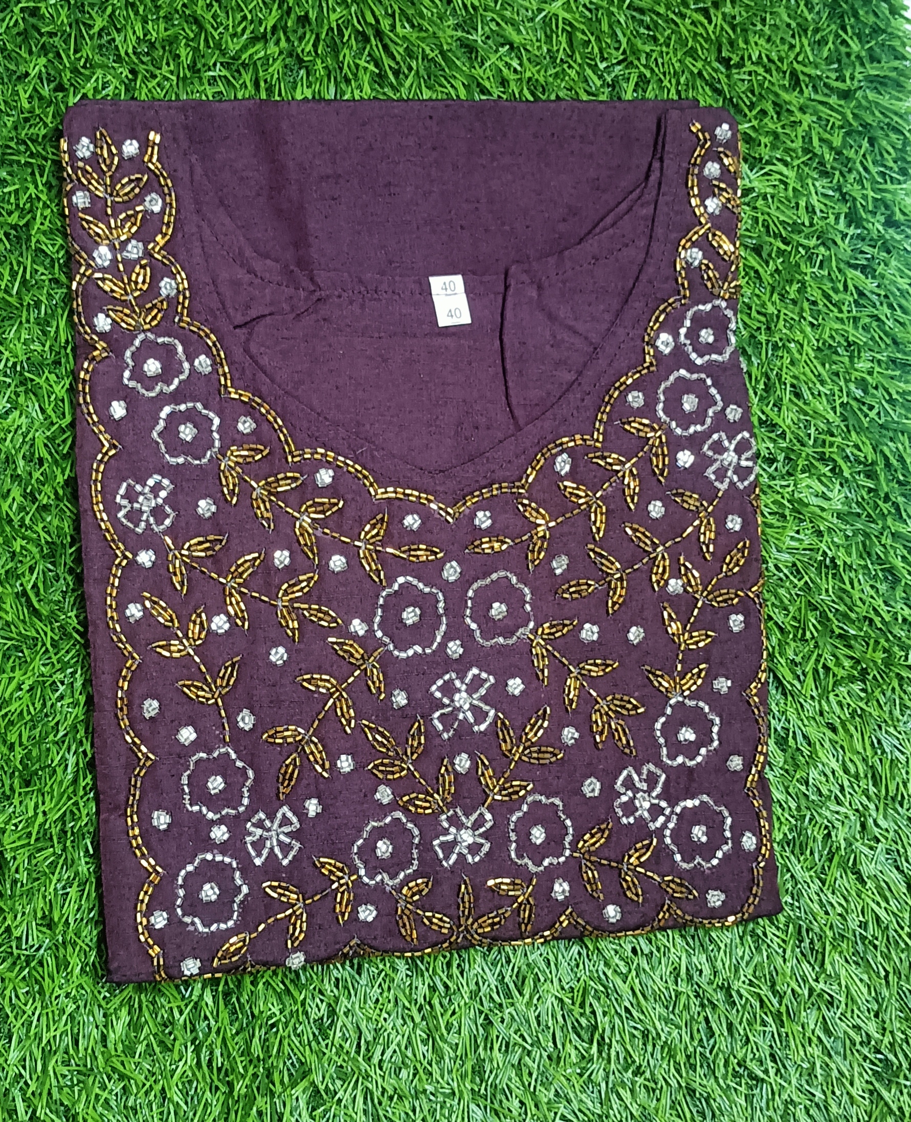5005-Vatican | Heavy Aari Work | Side Slit Kurti With Lining - Image 4
