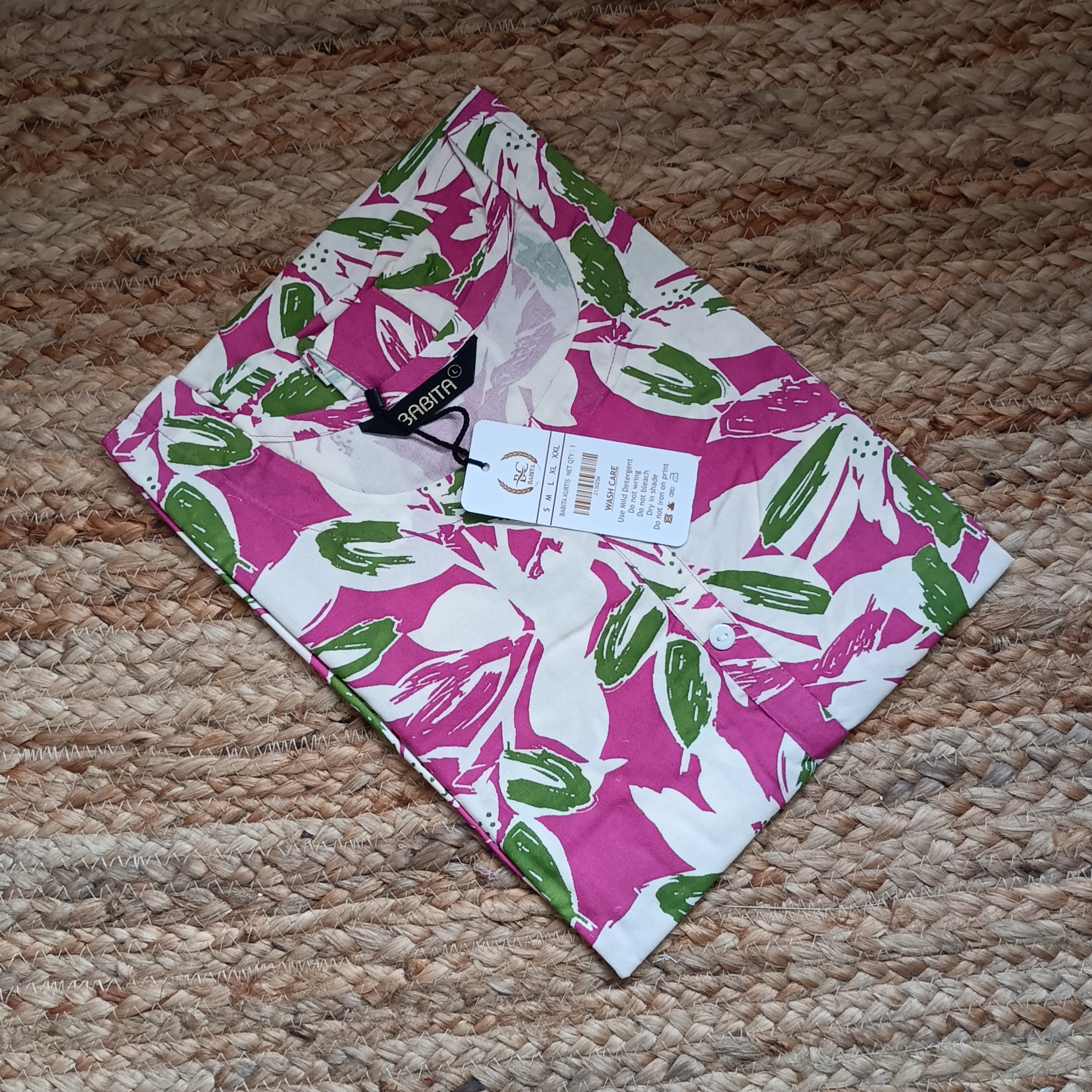 Babitha Floral Printed Cotton Kurti With Side Pocket