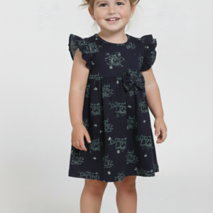 6001-Kids Frock | Cotton | Navy Blue