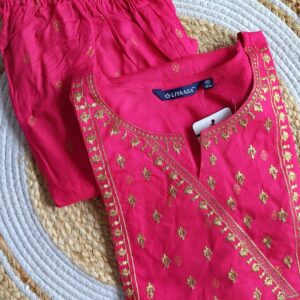 2509-Rayon Co-ord Set with yoke embroidery