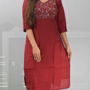 5002-Vatican | Heavy Aari Work | Side Slit Kurti With Lining