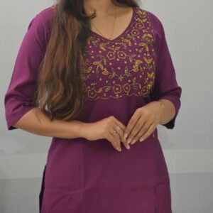 5004-Vatican | Heavy Aari Work | Side Slit Kurti With Lining