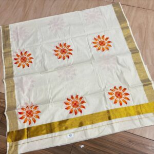 7001-Cotton Saree | Golden Jari | Sunflower