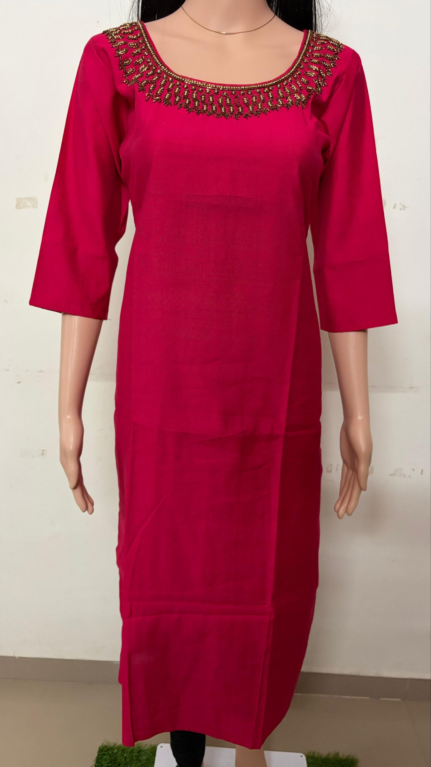 5024-Vatican | Hand Work Kurti | Vatican | Round Neck | Side Slit - Image 3