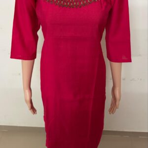 5024-Vatican | Hand Work Kurti | Vatican | Round Neck | Side Slit