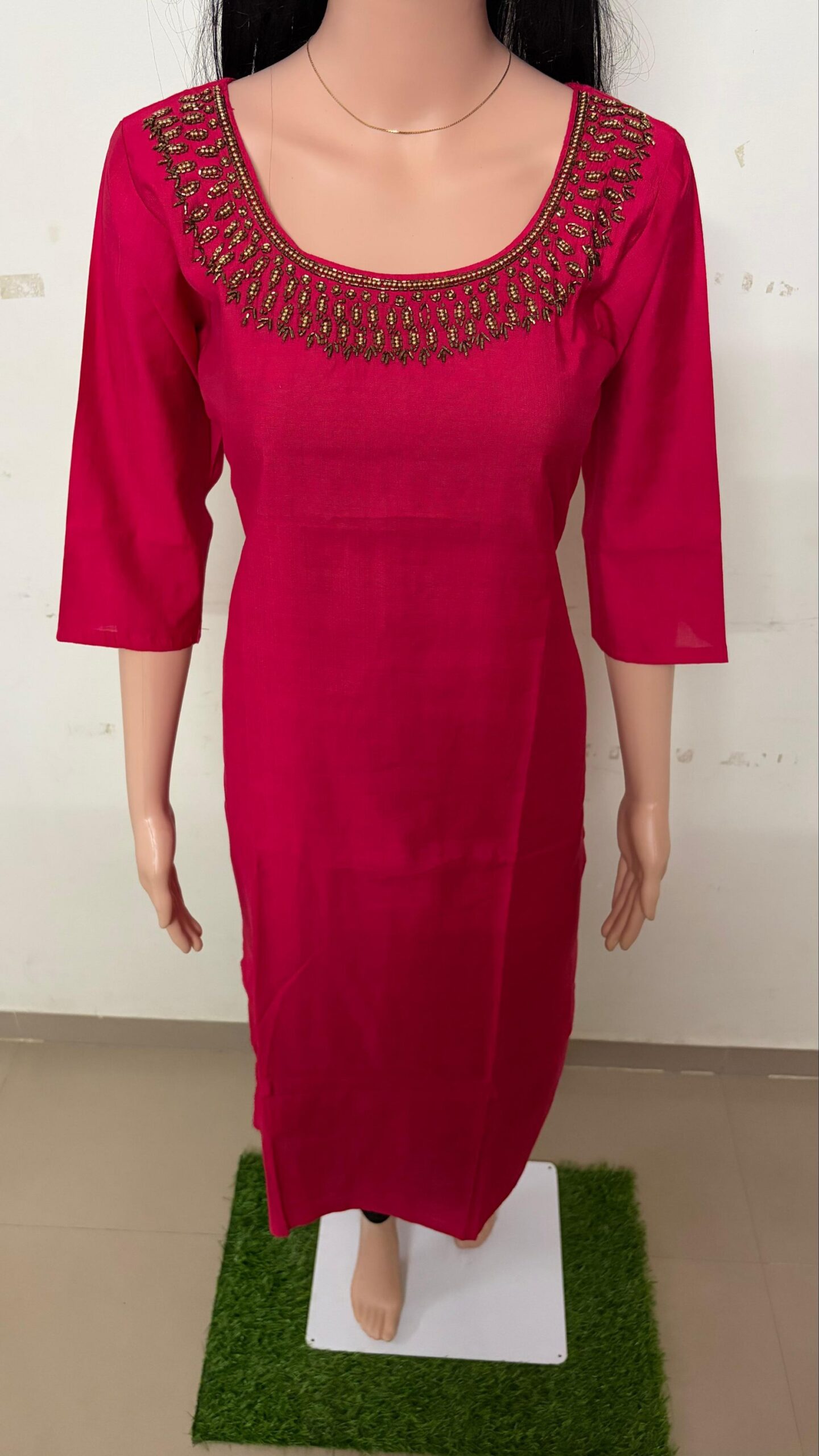 5024-Vatican | Hand Work Kurti | Vatican | Round Neck | Side Slit