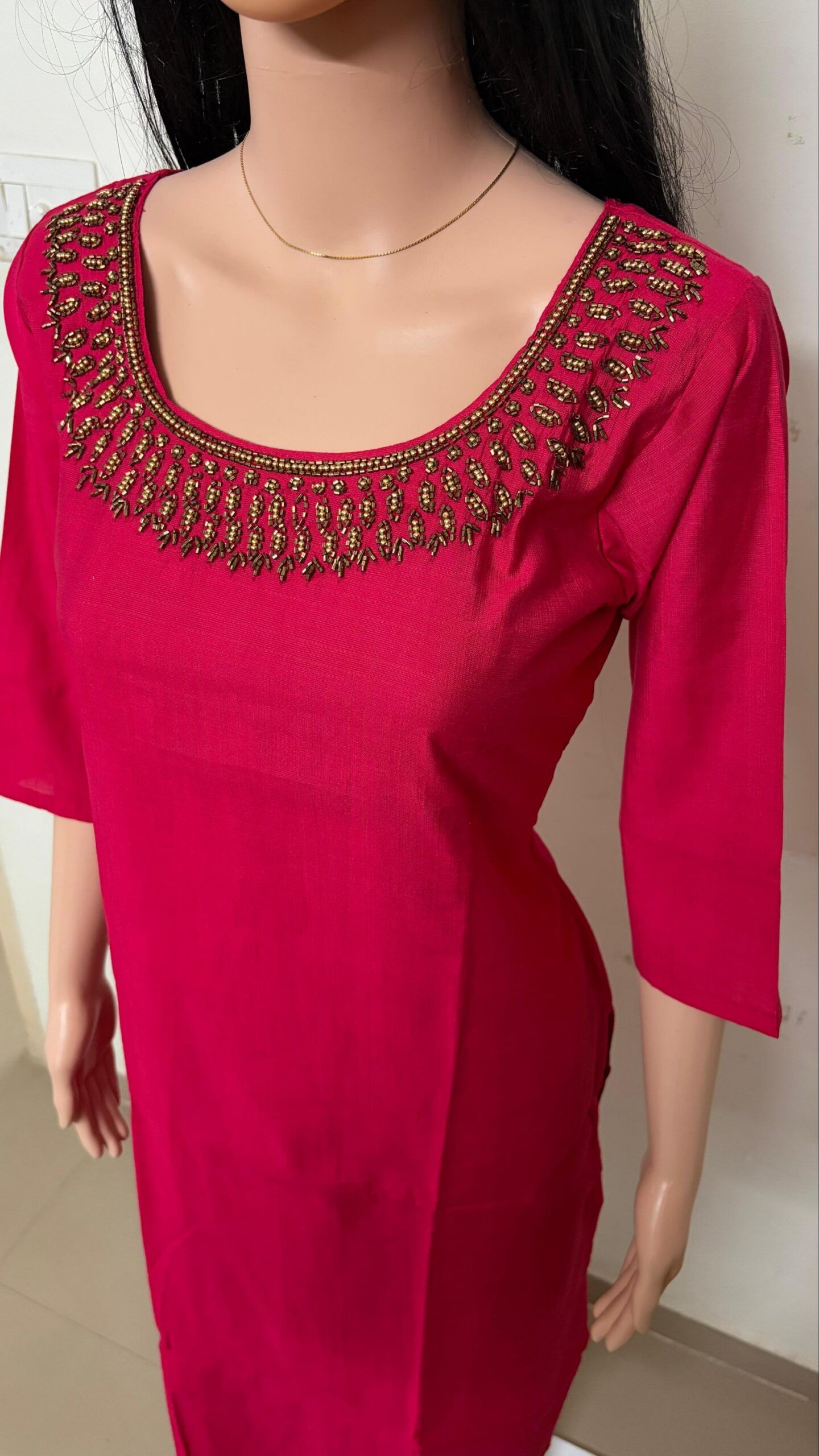 5024-Vatican | Hand Work Kurti | Vatican | Round Neck | Side Slit - Image 5