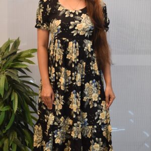 Rayan| Puffed Sleeve | Frock - Black