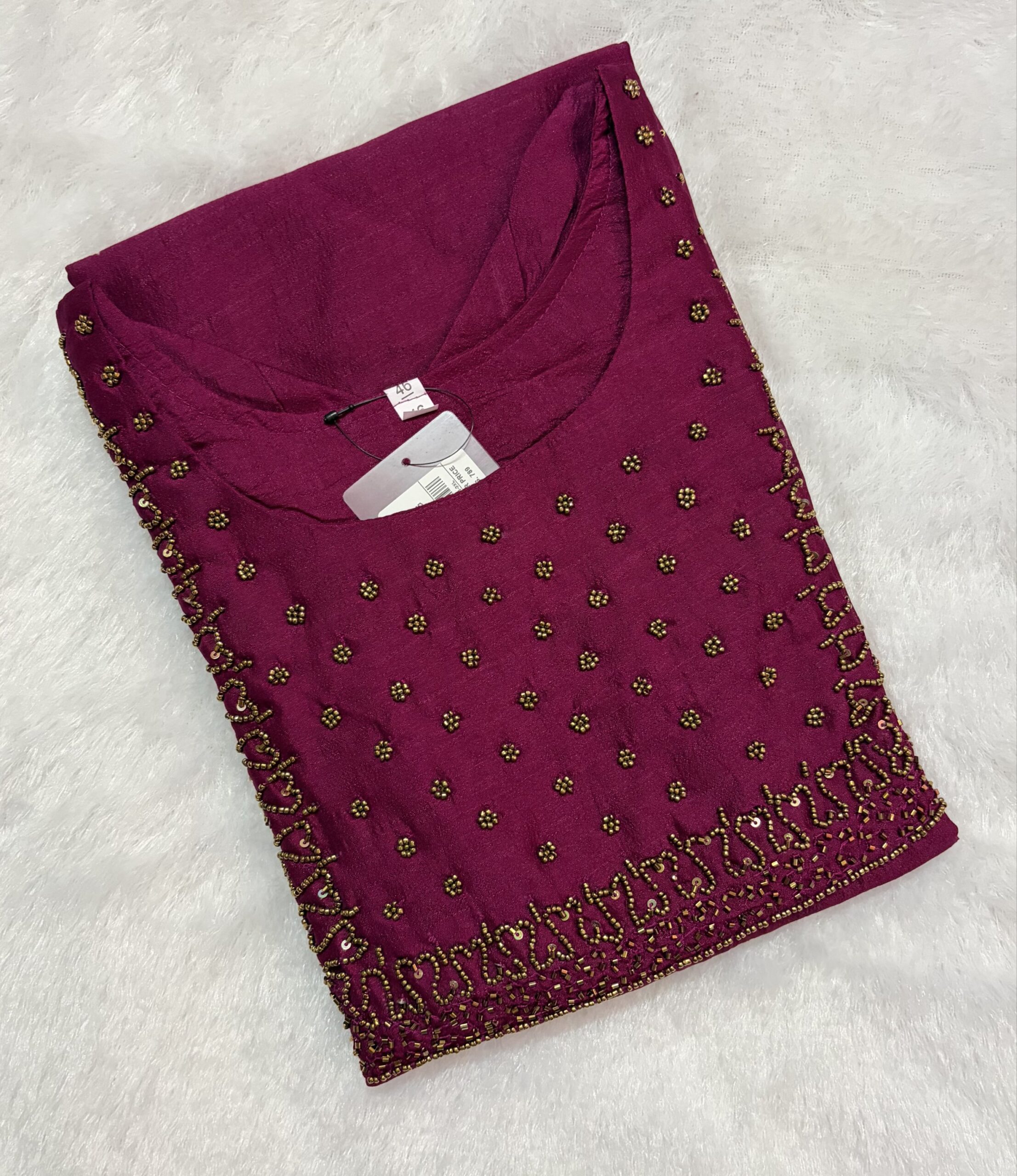 Vichithra Silk | Hand Ari Work Yoke Kurti Lavender - Image 4