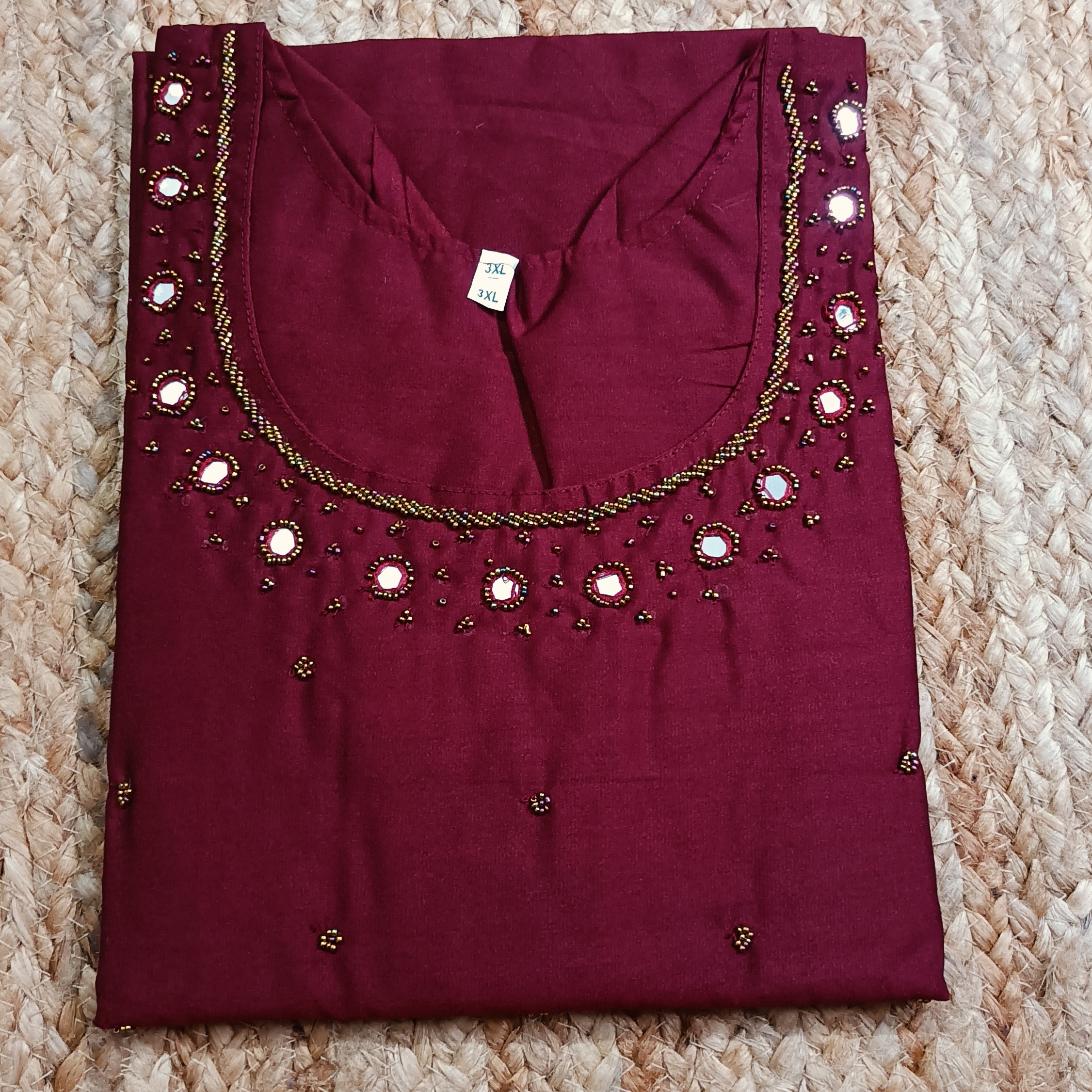 5025-Vatican | Hand Work Kurti | Vatican | Round Neck | Side Slit