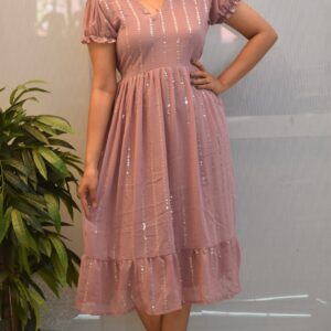 3005-Georgette | Puffed Sleeve | Frock