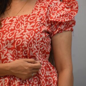 1517 - Cotton Feeding Frock | Invisible Zip | Midi Length |  Stylish Designer Puff Sleeve