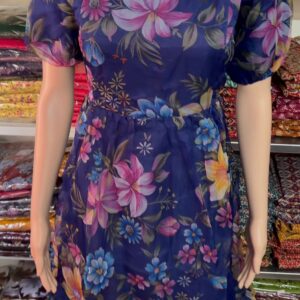 1525-  Organza Fabric | Invisible Zip | Feeding kurti|  Stylish Neck & Sleeve