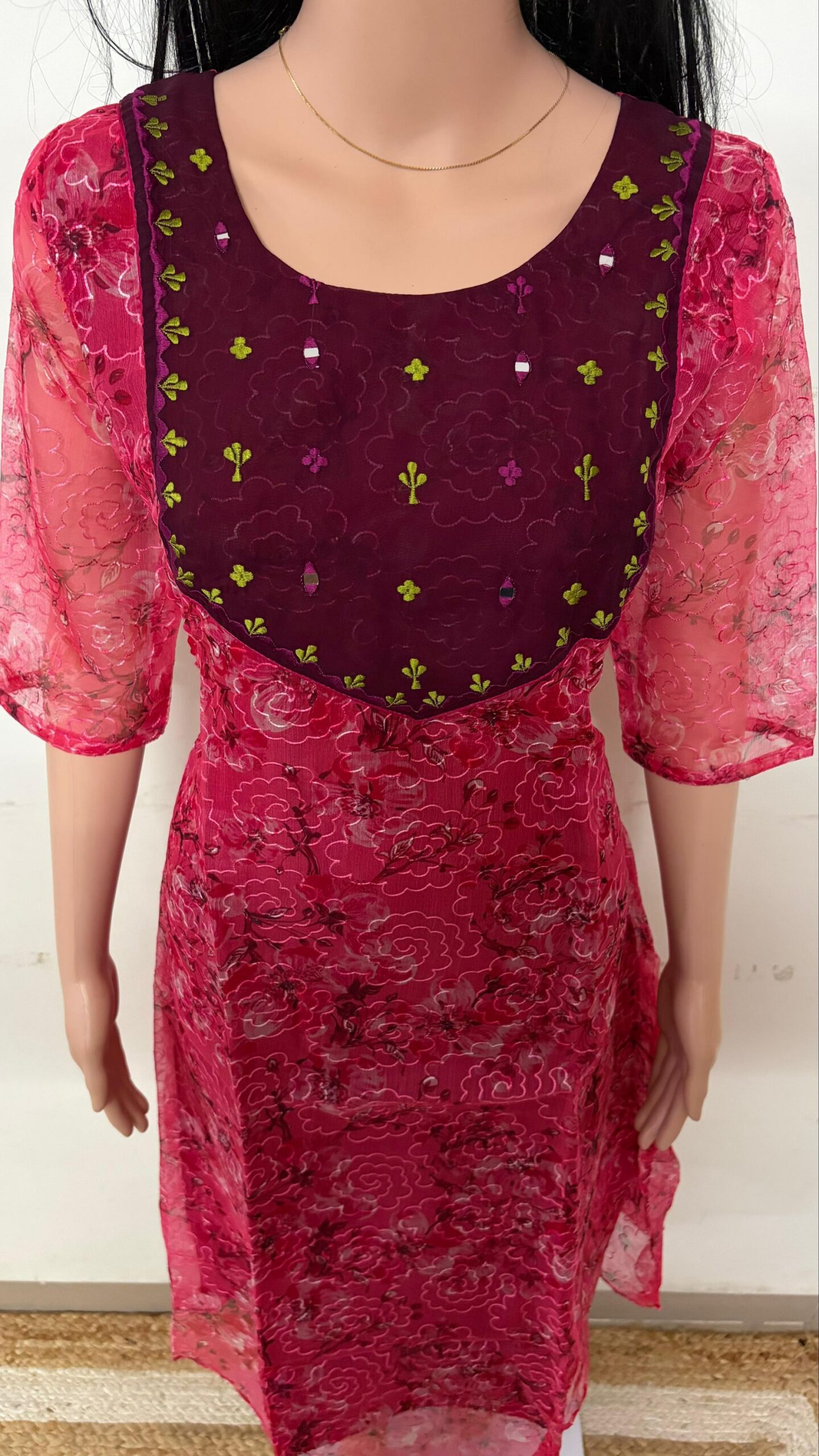 Anarkali | Premium organza net Embroidery kurti with a Soft Lining | Hand Work Kurti - Image 2