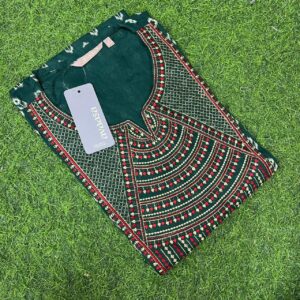 Avaasa Rayon Yoke Embroidery Kurti With Side Pocket
