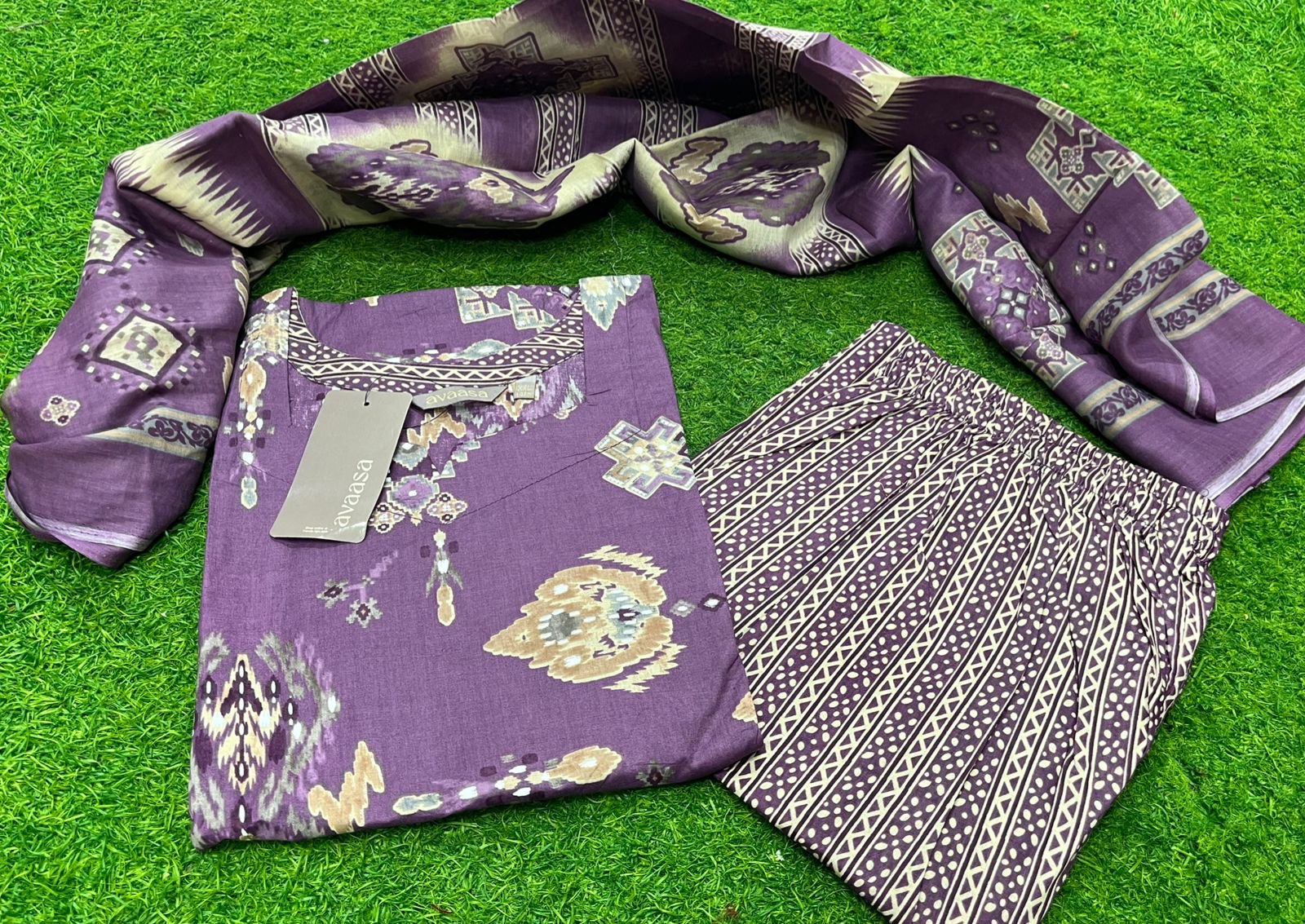 Aavaasa Pure Cotton Salwar Set Side Open with Mobile Packet