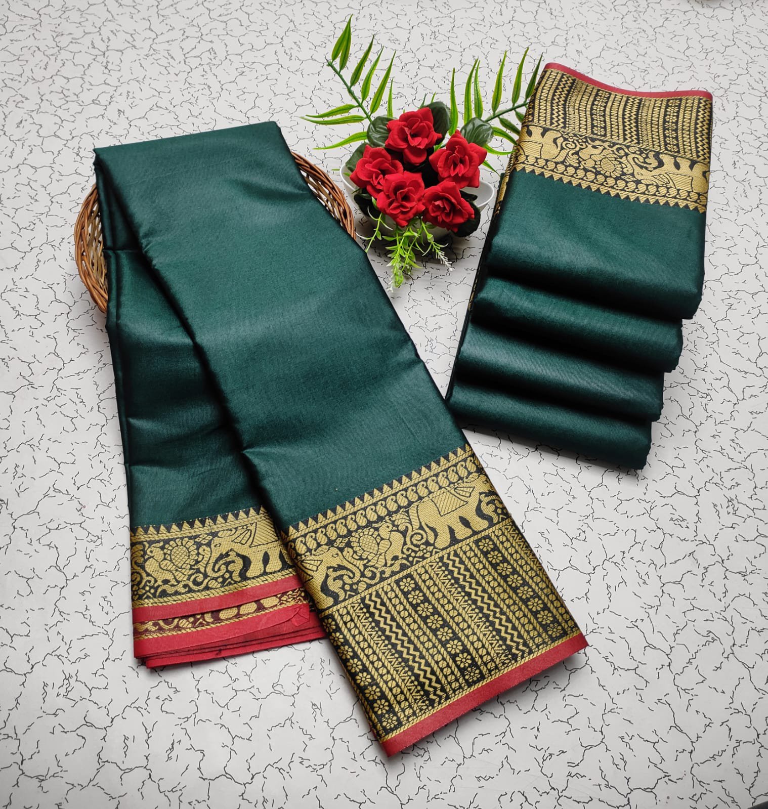 Wedding Narayanapet silk plain sarees - Image 5