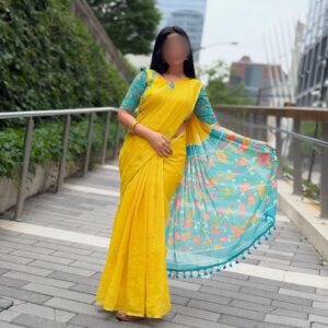 LINEN cotton sarees (yellow)