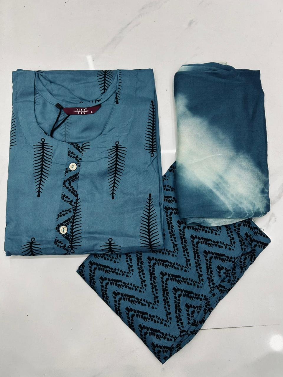 VR Branded Rayan Daily Wear kurti sets(Kurti/Pant/Duppata)