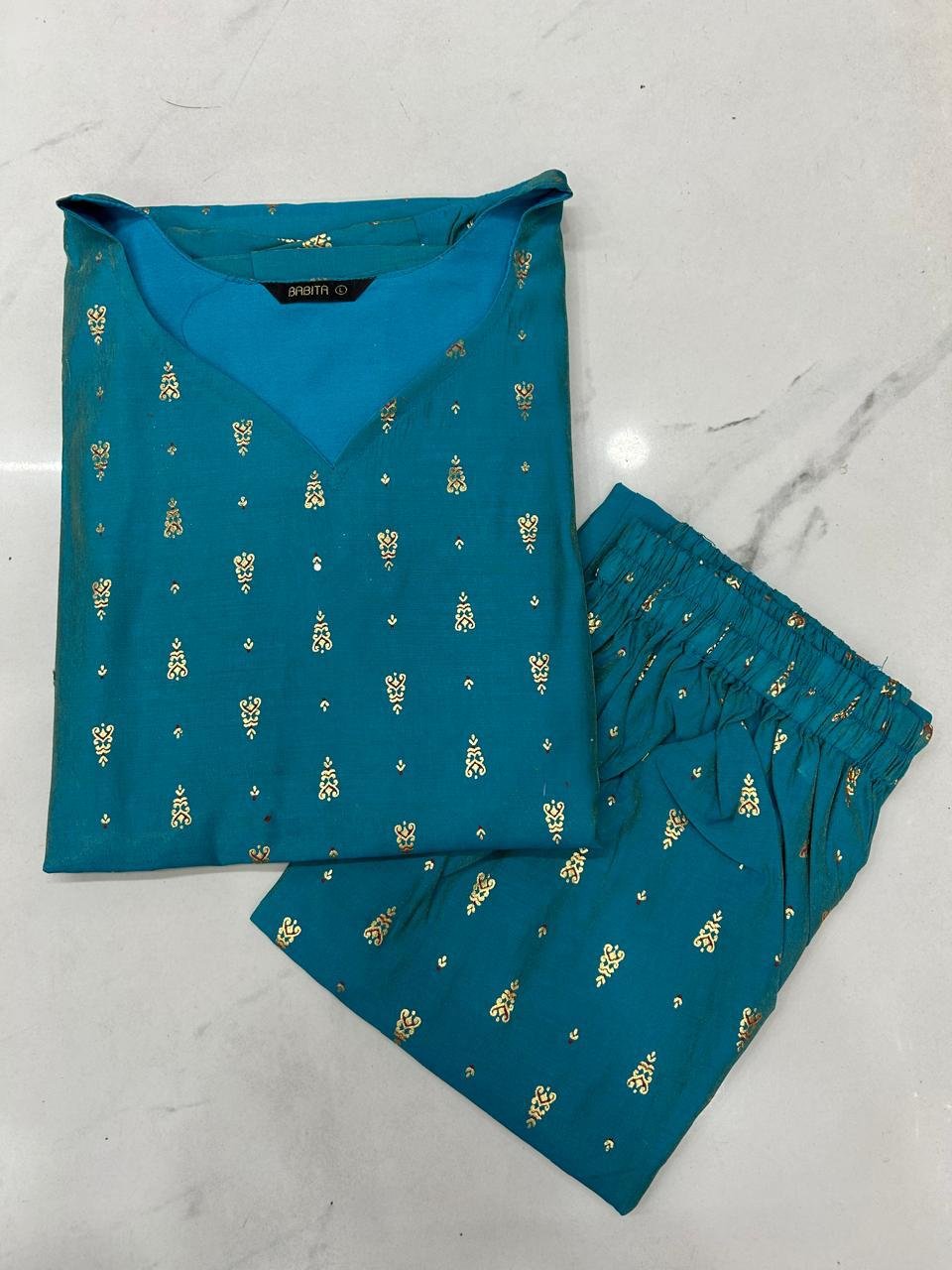 Babitha Rangoli Silk Co-ord Set Side Open with Mobile Packet