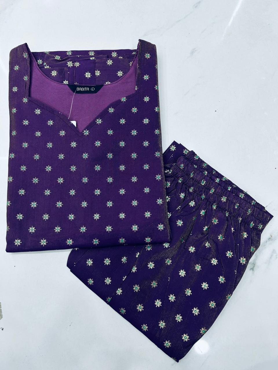 Babitha Rangoli Silk Co-ord Set Side Open with Mobile Packet
