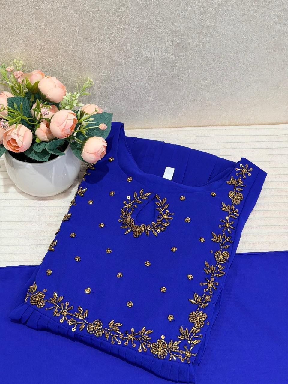 Anvi Georgette A-Line | | Ari Handwork Kurti with Duppata